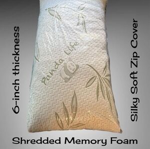 Bamboo #278 Pillow 6" Shredded Memory Foam Soft Zip Cover Costco